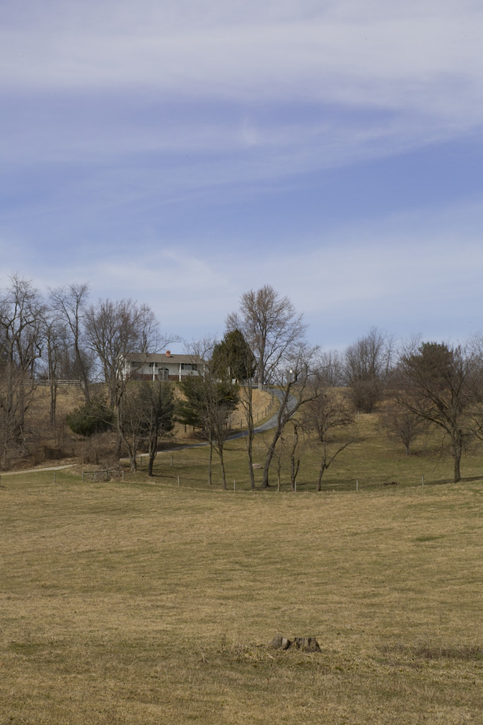 View from near River Road looking up across Granville Township Open Space Parcel #3 toward the home