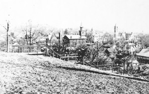Early view from Denison University looking toward the southeast over the village.